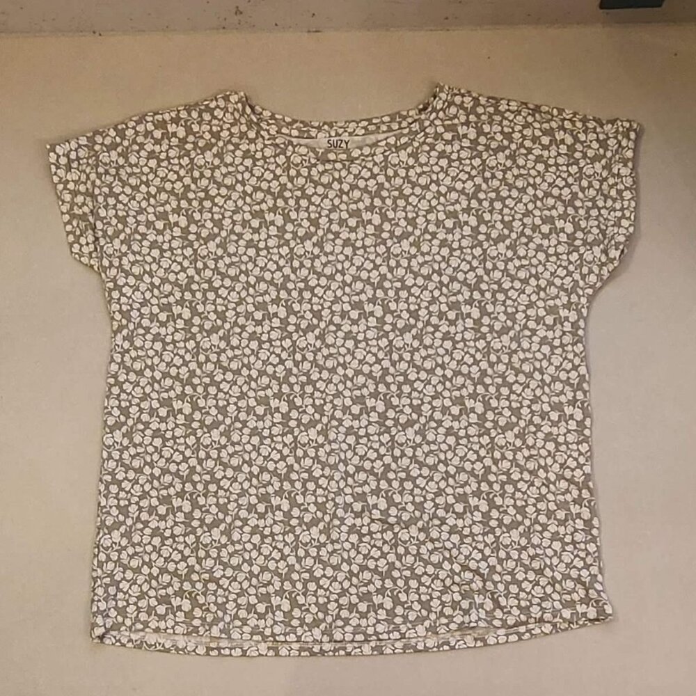 Floral Print Cuffed Dolman Sleeve T-Shirt